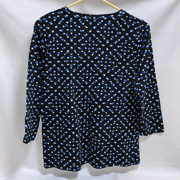 Rafaela Weekend knit top, 3/4 sleeve black with blue/white polka dots - Picture 2 of 5